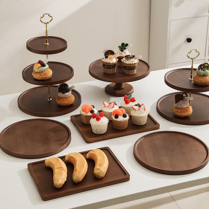 Wooden Double-Layer Dessert and Snack Stand