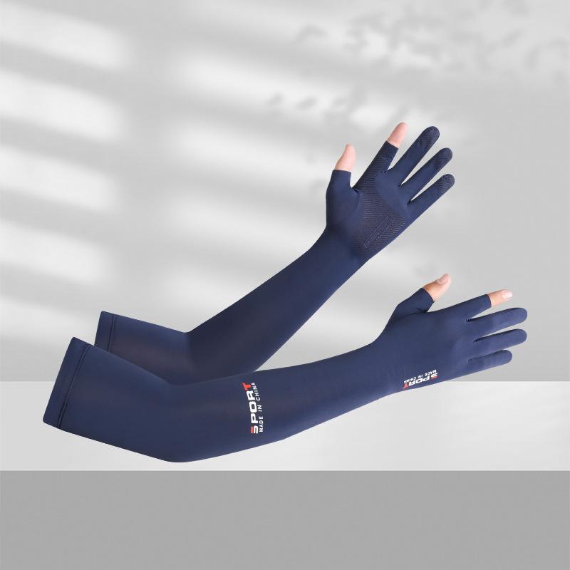Ice Silk Sunscreen Gloves, Thin Touch Screen Sleeves, Long Breathable Sports, Men and Women Outdoor Driving, Cycling, Fishing, Quick Drying