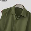 INCERUN Men Lapel Neck Sleeveless Solid Lace-up Casual Shirts Tank Tops