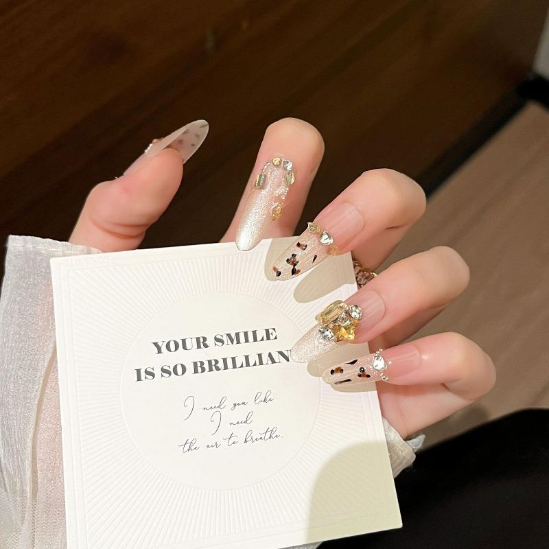 Cat's Eye Wearing Nail Pure Hand-made Nail Piece Fake Nail Wearing Nail Piece Advanced Sense Thin Dog Long