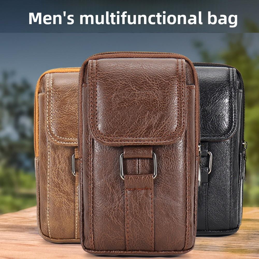 With Strap Mobile Phone Pouch Double Layers Phone Belt Hanging Pouch Phone Belt Clip Bag  Outdoor
