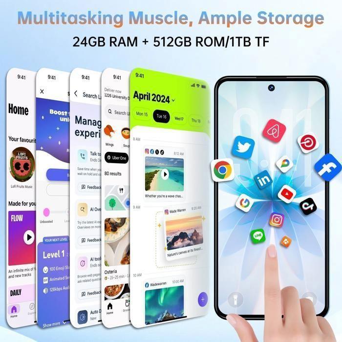 OUKITEL C68 Telephone Portable 24Go+512Go Écran 7.2" 120Hz 6000mAh Smartphone Android 15 64MP+8MP Double SIM 4G/Face ID/NFC Jaune