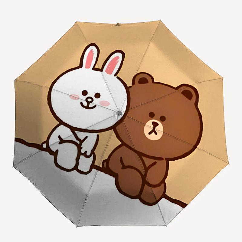

1PC BROWN Bear CONY Automatic Folding Umbrella with 8-Rib Compact & Lightweight Design, Self-Opening/ Closing032