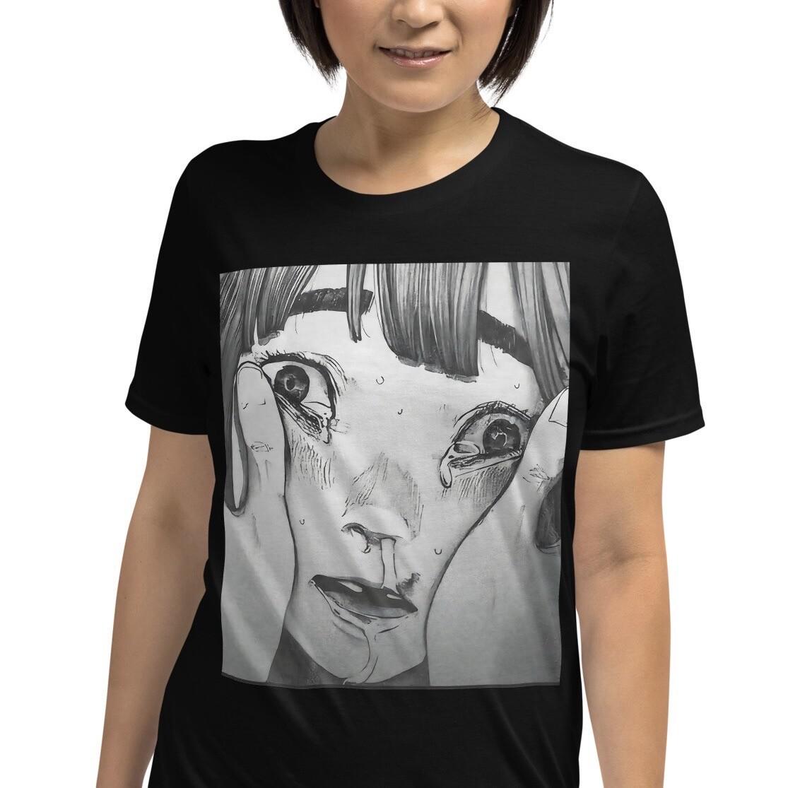 Creepy Anime Girl Horror Short-Sleeve Unisex T-Shirt Mens Womens Tees Top XL