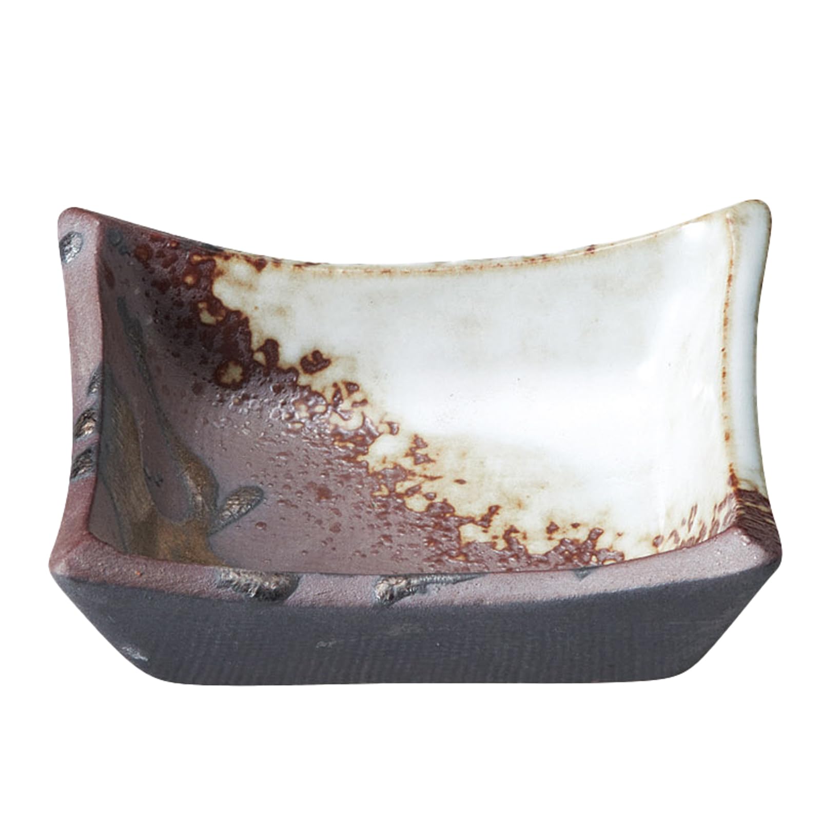 

Banko ware Japanese tableware corner peep white gold color 18851