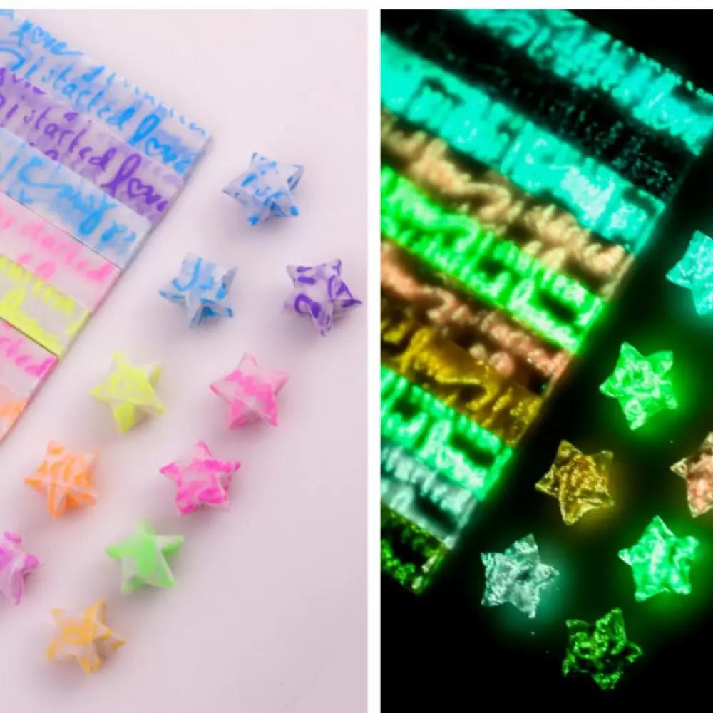 210 Sheets Creative Star Origami Paper Colorful Lucky Decorative Paper Strips Luminous Glitter Stars Craft Paper For Diy Arts