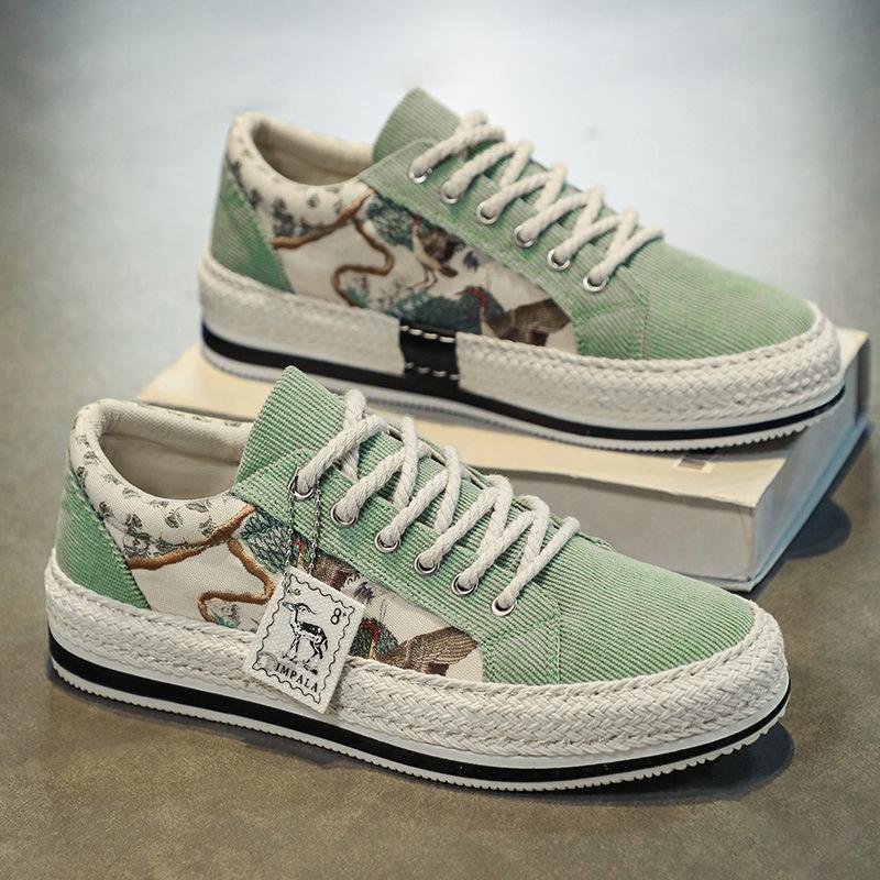 Новые весенние повседневные спортивные льняные толстоподошвенные износостойкие нишевые холщовые кеды 39 standard sneaker size