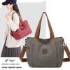 Fashi Canvas Women Handbag Large Capacity Minimalist Shoulder Bag Multi Pocket Zipper Crossbody Bag Student Commuter Tote Bag