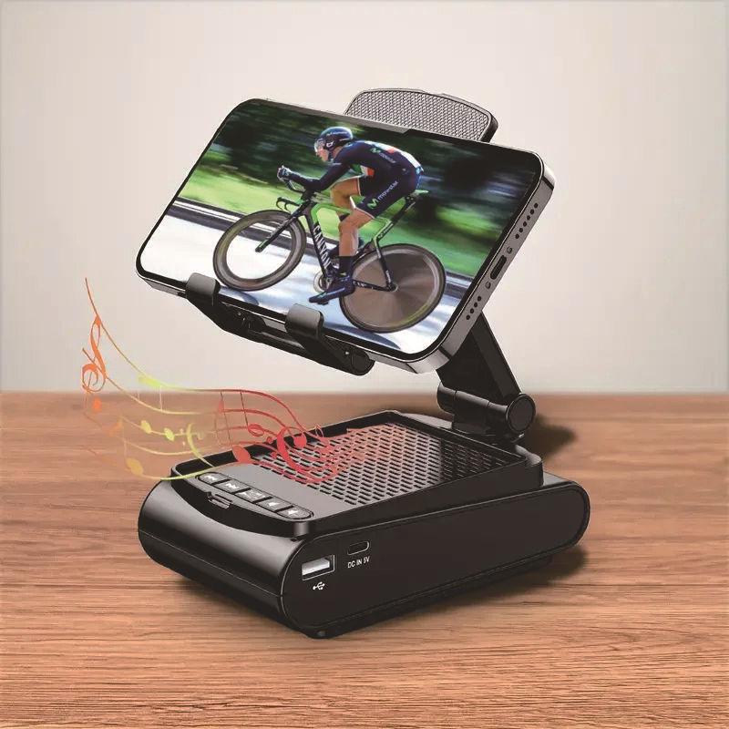 

Rotatable Phone and Tablet Stand with Power Bank & Bluetooth Speaker - Height Adjustable & Foldable. чорний