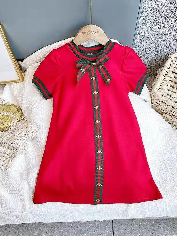 2023 Sommer Koreanischer Stil Baumwolle Schleife Prinzessinnenkleid für Mädchen