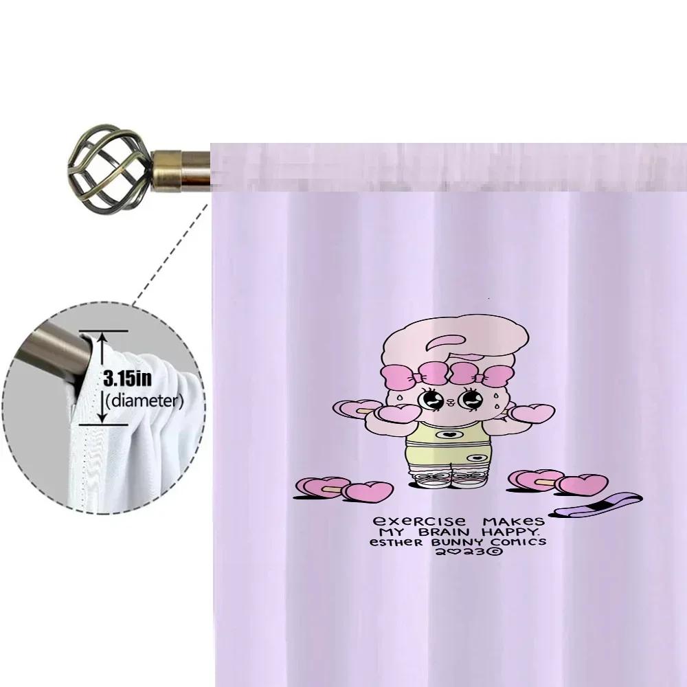 Zasłony okienne kuchenne do salonu 2 sztuki Zasłony zaciemniające Zasłona drzwiowa Kawaii Królik Przegroda Dekoracja sypialni Cień