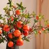 6 Head Artificial Pomegranate Branch Stem Faux Fruit for Vase Realistic Faux Pomegranates Tree Branch for Decoration