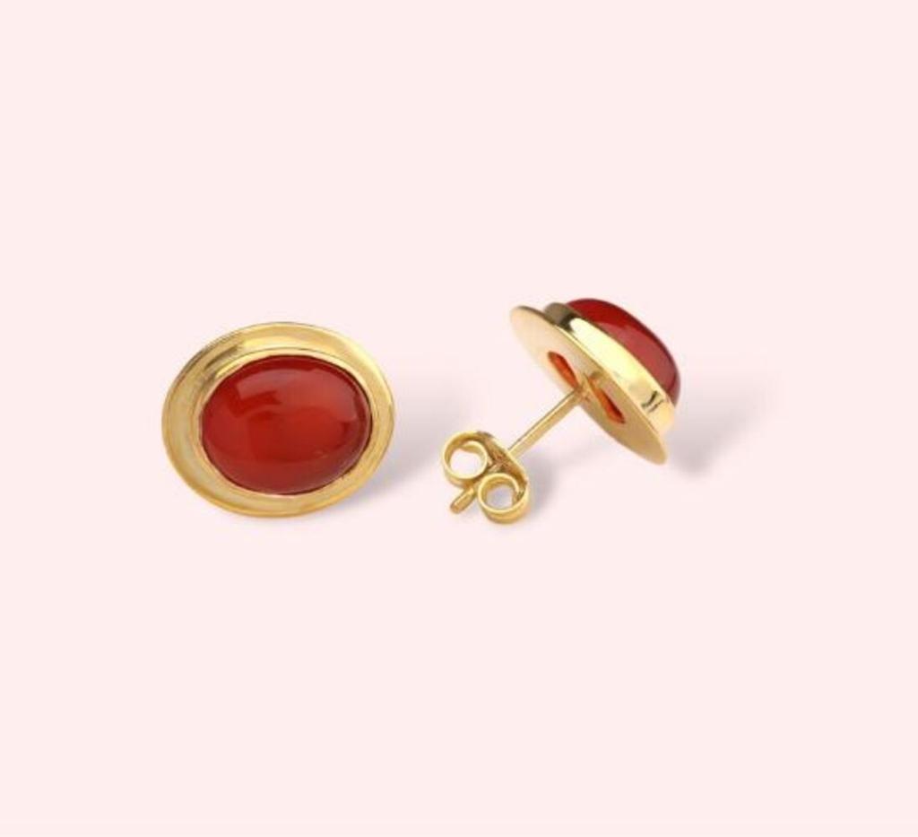 carnelian silver yellow gold handmade designer stud earring statement jewelry 925 sterling silver jewelry