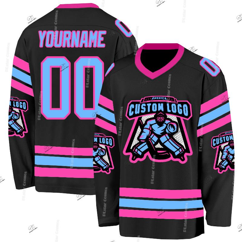 Custom Name Team Suits Gradient Graffiti Colorful Vintage Retro Breathable Pullover 3DPrint Casual V-Neck Hockey Jersey Shirts R
