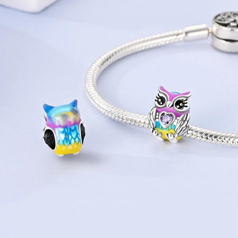 Exquisite Copper Owl Charm Purple Blue Bead Fits Bracelets Necklaces Accessories Beads Jewellery Crafting Beautiful Jewellery Gifts