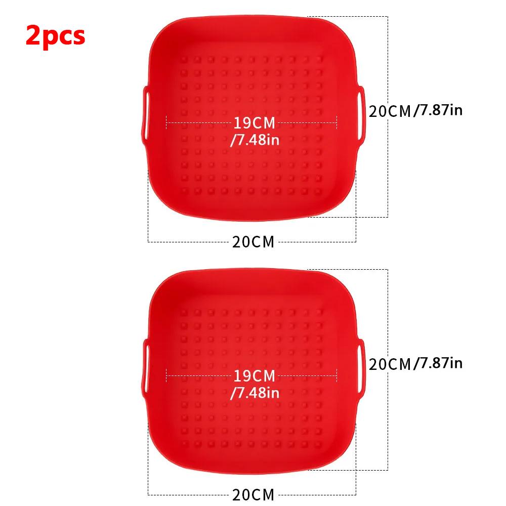 Air Fryer Silicone Pot Thick Reusable Silicone Square Air Fryer Liners Baking Tray Liner Paper Air Fryer Basket Baking Utensils