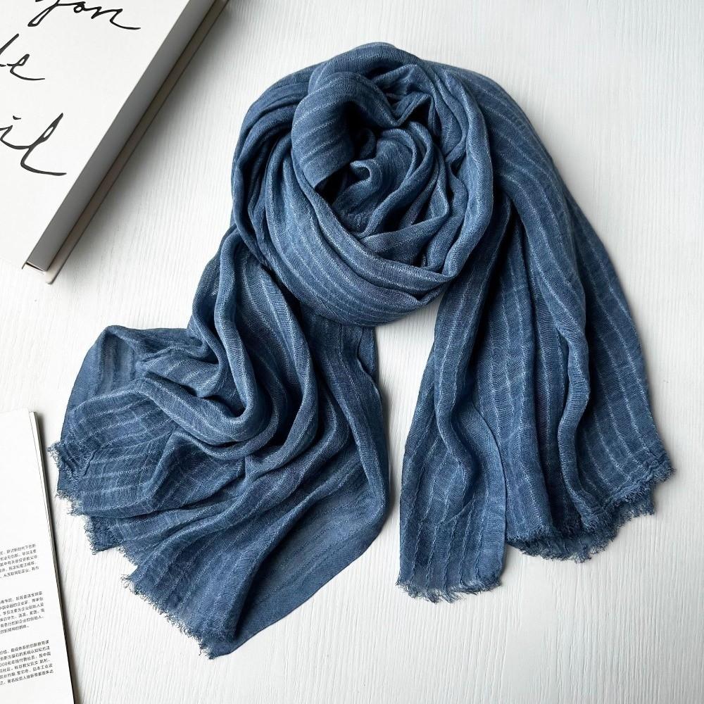 Soft Viscose Scarf Vertical Striped Shawl Wrap Modern Neck Wrap Japanese Style