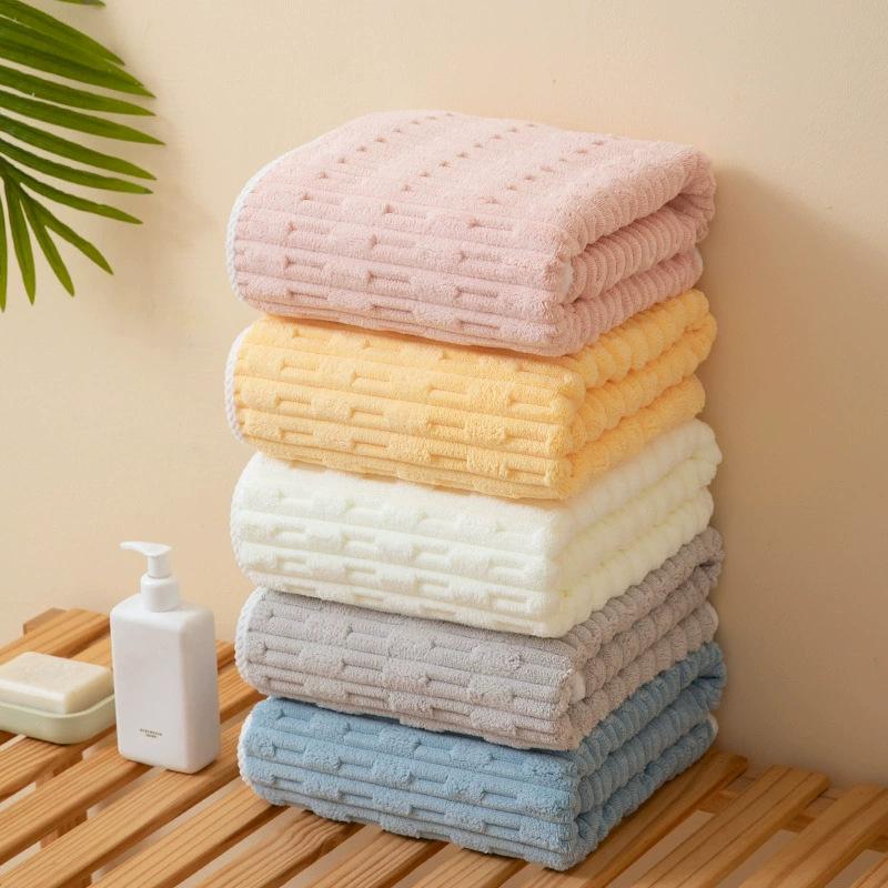 Deluxe Bamboo Fiber Velvet Bath Towel Set - Super Absorbent & Quick Dry Thickened Plush Spa Quality Coral Velvet Bath Towel