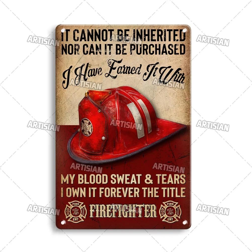 Artisan Brandweerman Blik Poster - Brandweerman Metalen Decoratief Bord, Perfect voor Bar/Pub/Garage/Man Cave Decor