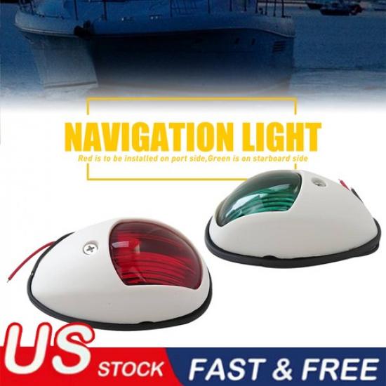 RED&GREEN LED NAVIGATION LIGHTS WHITE HOUSING-Port/Starboard Boat/Nav/Running PW