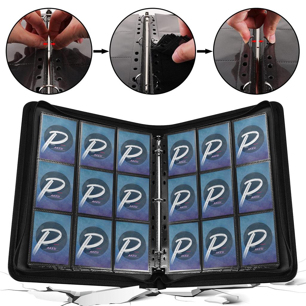 PAKESI Star Card Card File 9 Pockets 25 Inner Leaflets Holds 450 Pieces PU Card Sheet Collect Star Cards and Other Cards Star Card Collection File