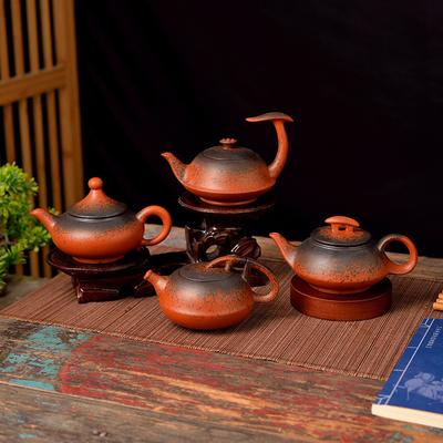 Retro Firewood Burning Color Hand-pulled Cinnabar Clay Pot, Purple Sand Kung Fu Tea Set, Tea Maker, Household Red Mud Tea Pot