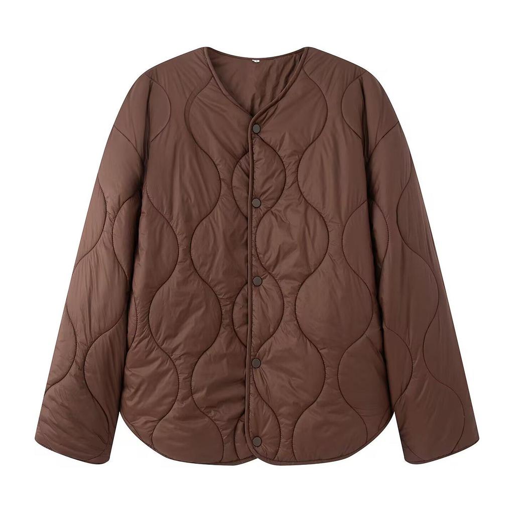 Autumn/Winter Hot-Selling Diamond Quilted Jacket with Round Neck