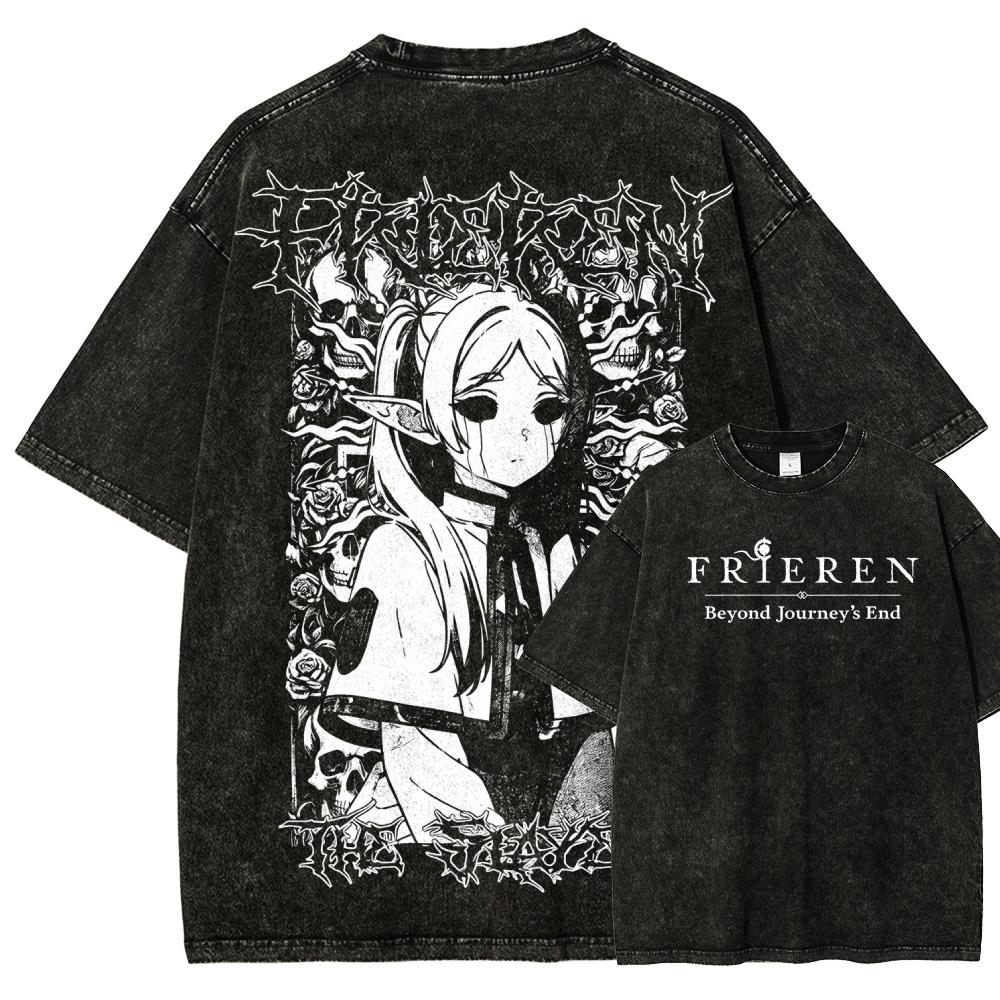 

Фрірен: Beyond Journey s End Прана футболка чоловіча Оверсайз Японське аніме Повсякденна з коротким рукавом М який одяг Вільний Висока якість Жіноча чоловіча футболка S помаранчевий