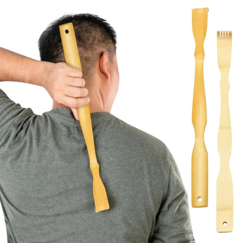 Bamboo Back Scratcher Massage Roller Long Wooden Body Scraper Large Size for Men & Women Comfortable Relief for Back Itch