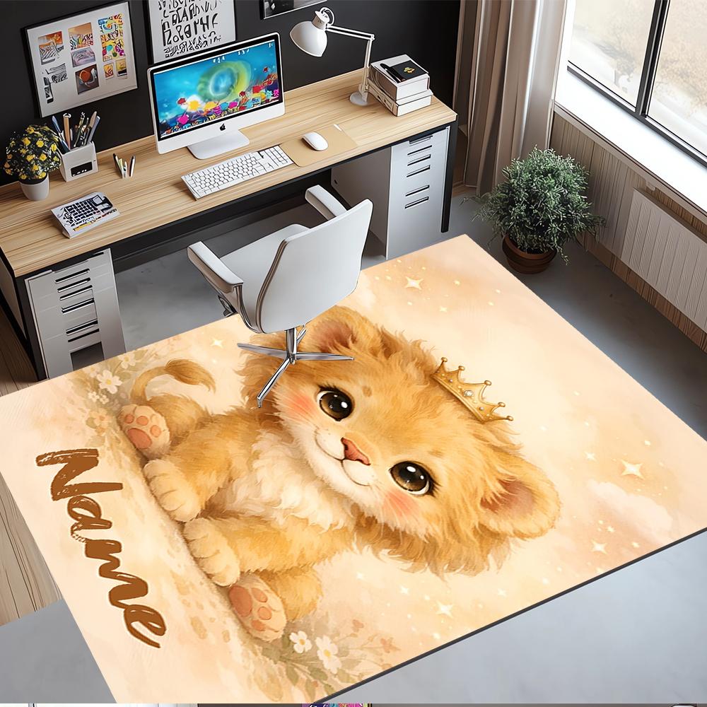 Custom Name Lion Printed Carpet,Rug for Office Chair Living Room Bedroom Kitchen Room Decor Gifts.
