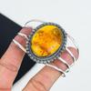 Natural Baltic Amber Gemstone Handmade 925 Sterling Silver Cuff Bangle, Baltic Amber Bangle,For Wife, Unisex Bangle, Gifts For Wadding