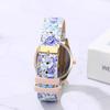 Bohemian Floral Print PU Leather Floral Analog Quartz Adjustable Arabic Stylish Perfect for and Christmas Gifts Women's Watch Waterproof, Print,