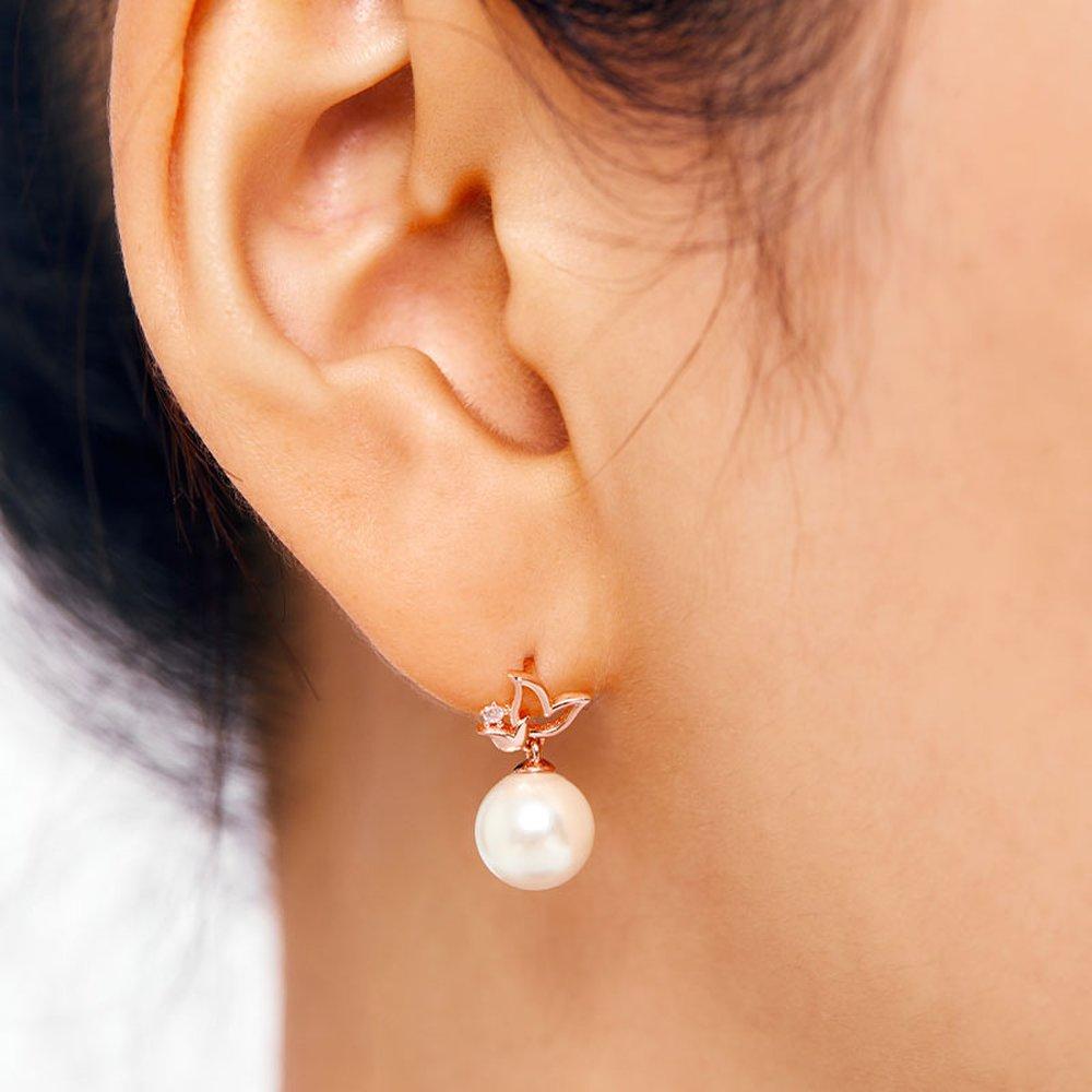 Twinkle Tulip Pearl Silver Pink Earrings Tessvp13981S