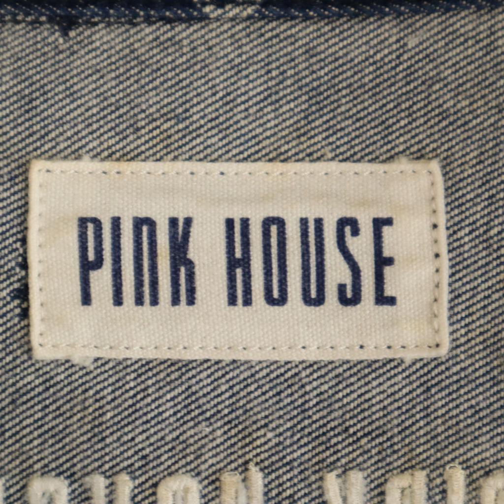PINK HOUSE Overall handle Denim Jacket M Indigo Denim jacket trucker Women Used