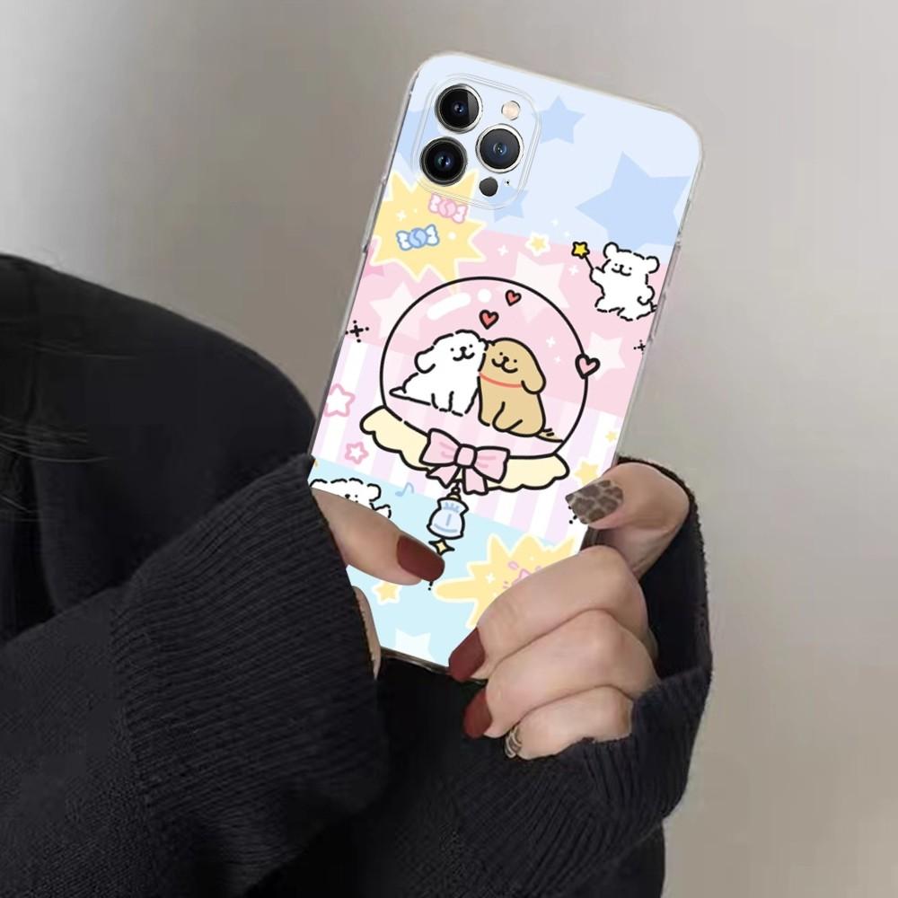 Cartoon Cute Hug Heart Dog Phone Case for iPhone 15 8 7 6 6S Plus X SE 2020 XR XS 14 11 12 13 Mini Pro Max Mobile Case