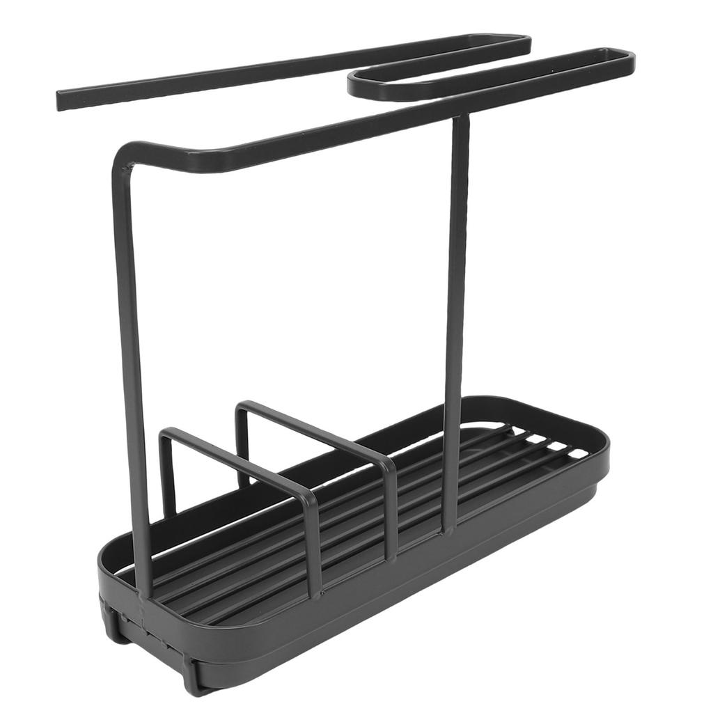 Kitchen Sink Multifunctional Metal Sponge Soap Brush Storage Rack with Towel Holder