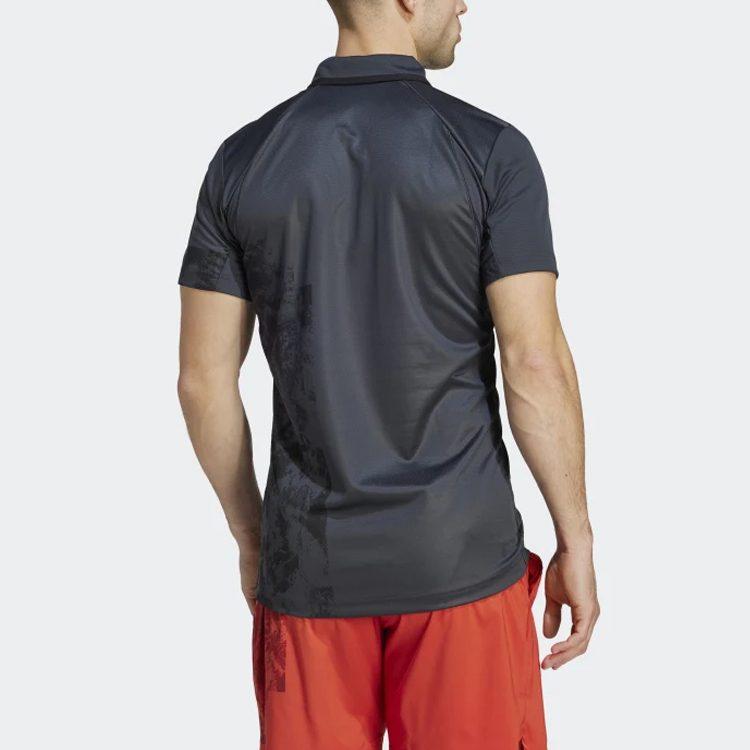 Adidas SS23 French Open Collection Polo Shirts Men's Carbon Black Polo Collar Moderate Straight Fit HZ1346