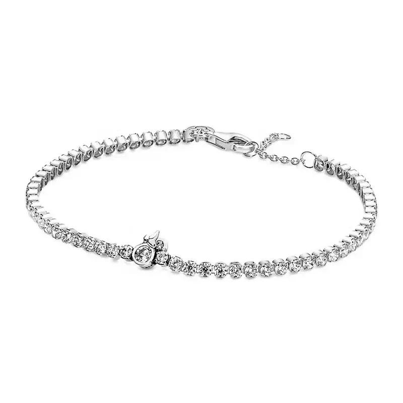 925 Silver New Exquisite Heart-shaped All Zirconia Tennis Bracelet Shiny Luxurious Charm Bracelet Holiday Surprise Gift