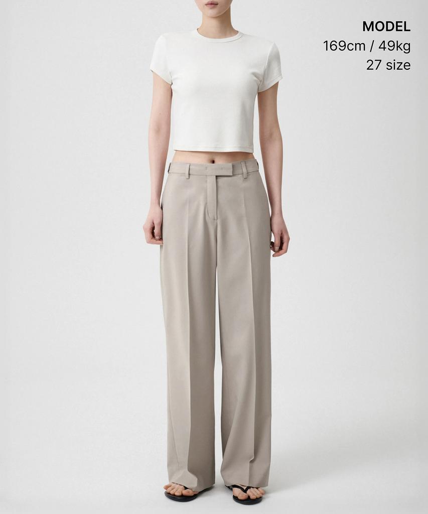 MUSINSA STANDARD WOMAN [Cooltandard] Women'S Wide Hidden Elastic Waist Slacks [Light Beige]