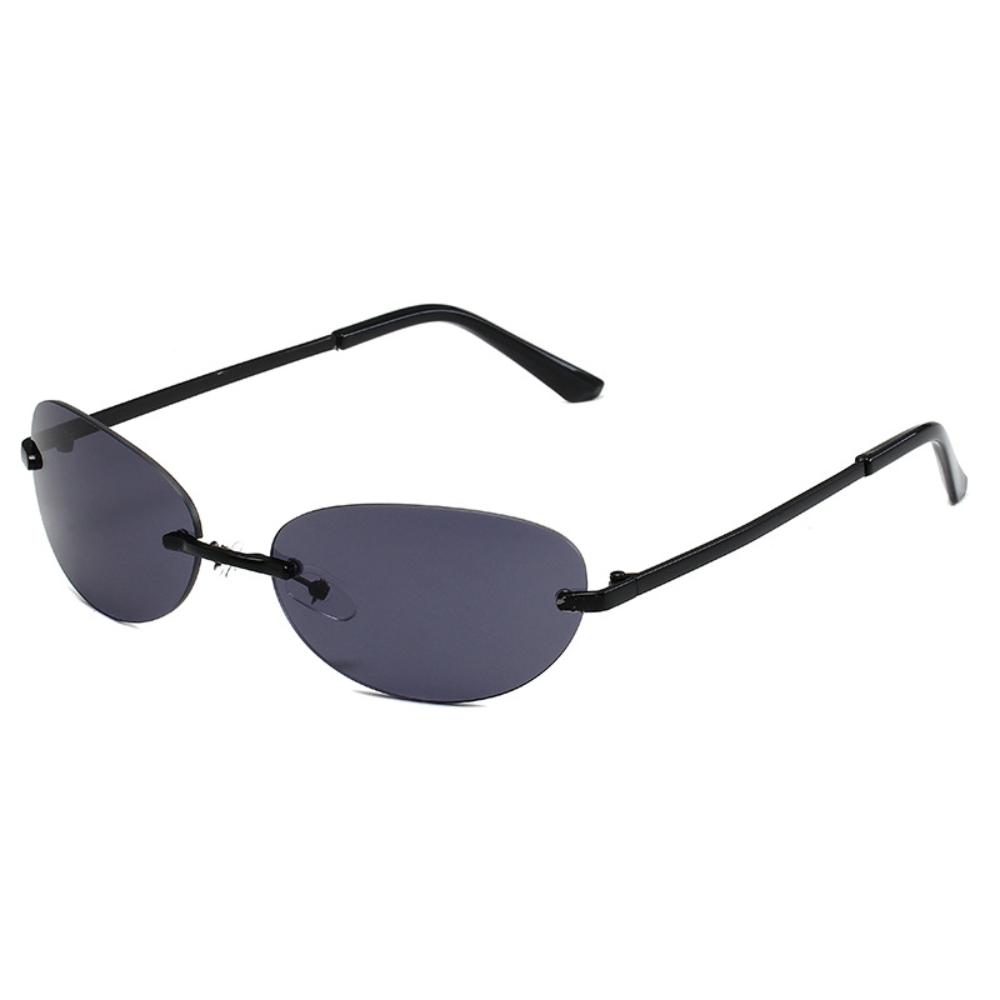Trendy Y2K Frameless Oval Sunglasses Vintage Style UV400 Protection Goggles Men Women Fashion Sun Glasses Outdoor Shades