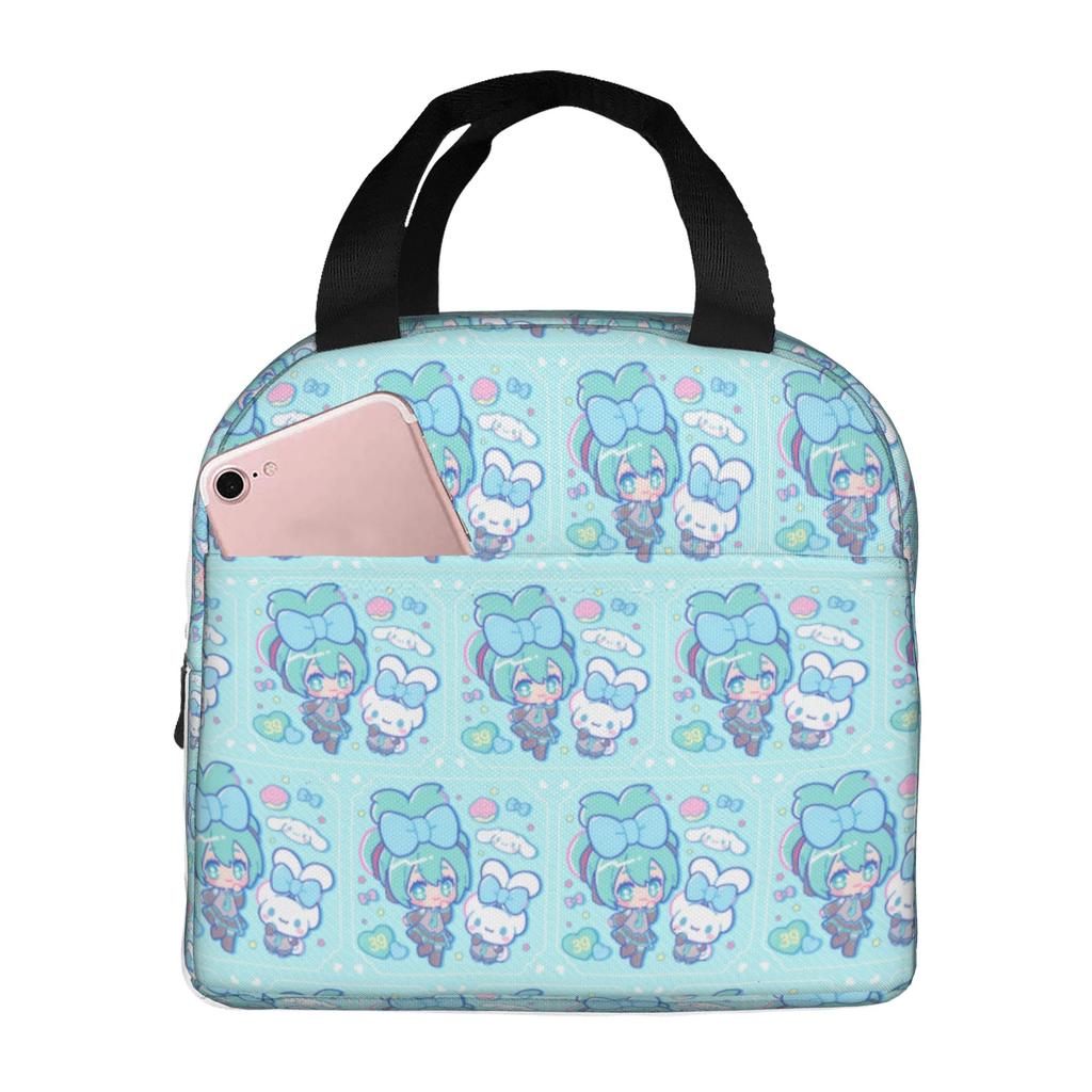 Custom Hatsunes Anime Mikus Insulated Lunch Bag for Camping Travel Manga Waterproof Thermal Cooler Lunch Box Men Women