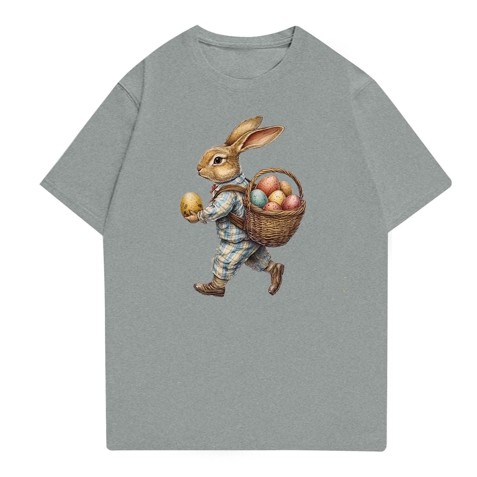 Пасха - мужская повседневная мешковатая футболка с принтом кролика круглый вырез пуловер топ с короткими рукавами XXL 1315₽