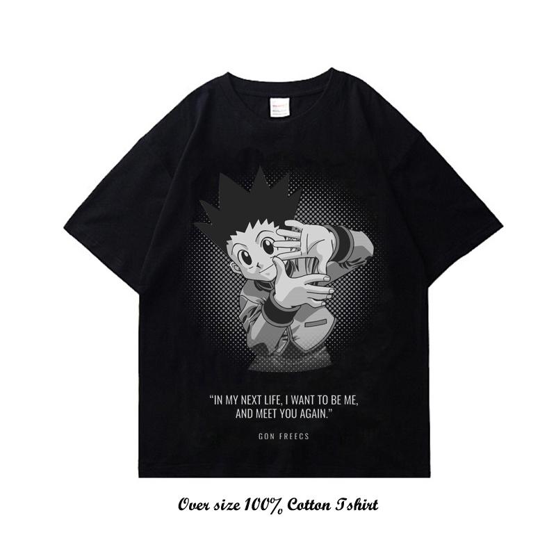 Japanese Anime Hunter X Hunter Graphic Print T Shirt Vintage Plus Size Cotton Crew Neck Short Sleeve T Shirt Women Men