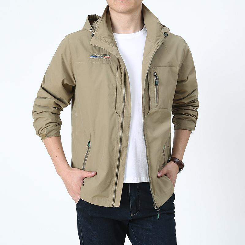 Spring and Autumn Men's Youth Outdoor Casual Jacket Hooded Multi-Pocket Loose Large Size Jacket Beauty Jacket