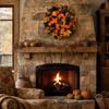 Artificial Fall Wreath 40 cm with Pumpkins, Berries and Maple Leaves for Thanksgiving Front Door Decoration