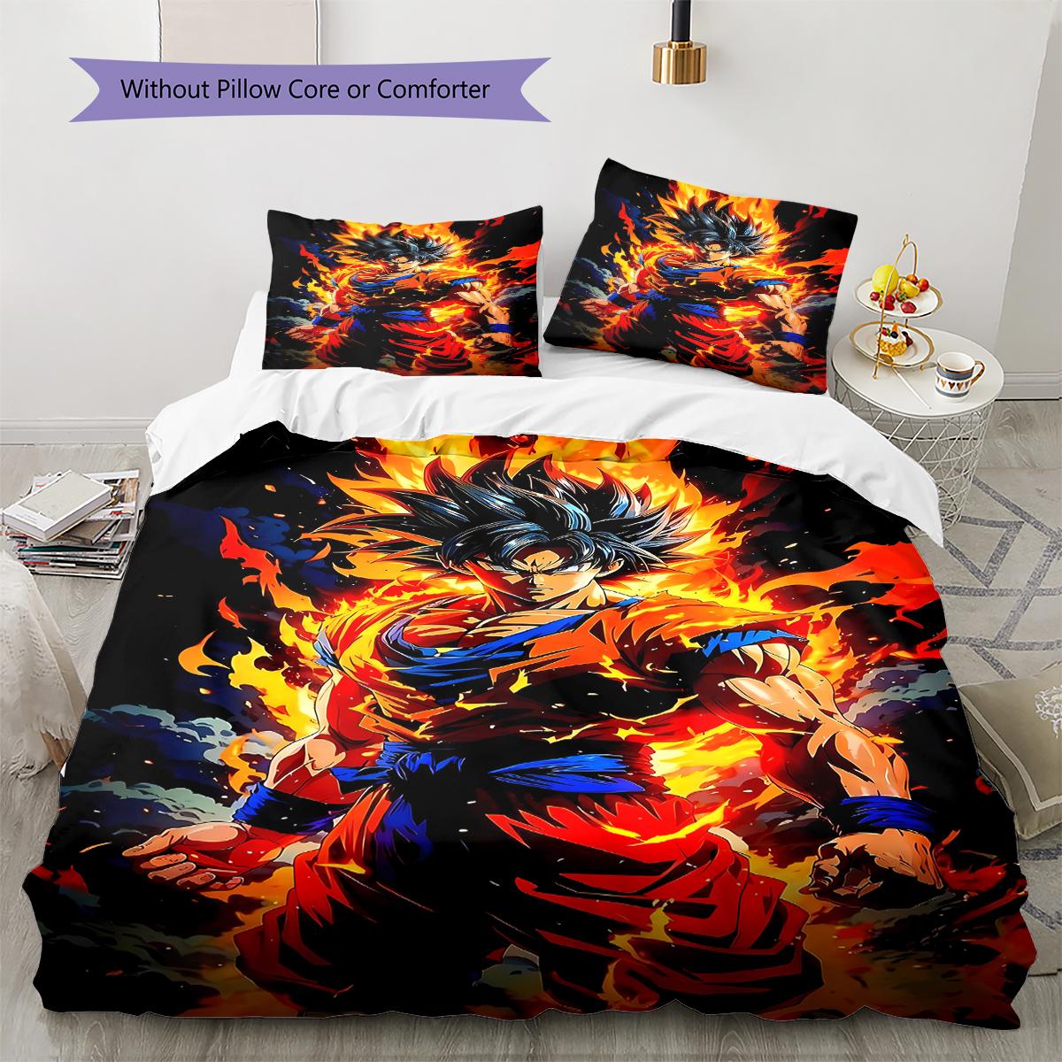 

Son Goku Pattern Bedding,Quilt Set Quilt Cover Pillowcase Home Birthday Gift (1 * duvet cover + 2 * pillowcase, without core) 135x200cm