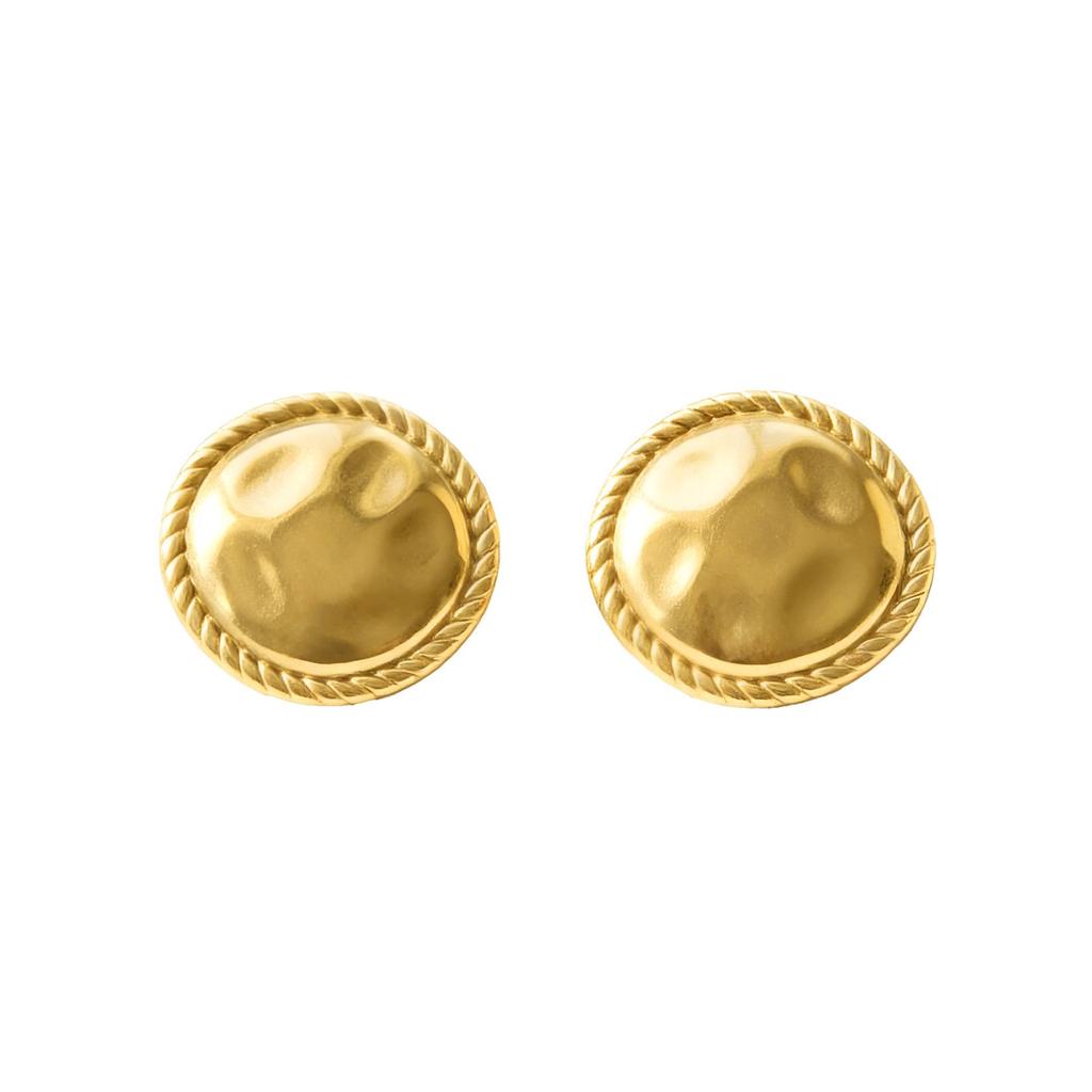 Maillard Vintage Twisted Edge Round Earrings, 18k Gold-Plated Stainless Steel Fashion Accessory