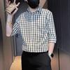 Summer Three Quarter Sleeved Shirt Men's Short Sleeved Checkered Casual Men's Top New Men's Shirt