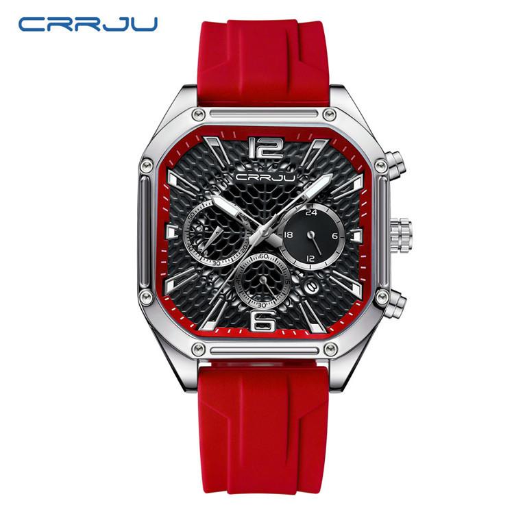 CRRJU New Watch 2311 Men's Watch Silicone Strap Six Pin Business Watch Casual Boys