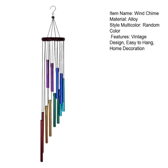 Vintage Wind Chime with Metal Tube Weather-proof Indoor Outdoor Garden Patio Retro Hanging Wind Bell Outside Decoration Ornament